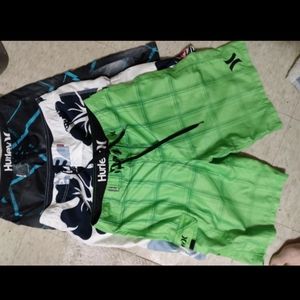 2 hurly boardshorts size 32-34, 1 quicksilver 34